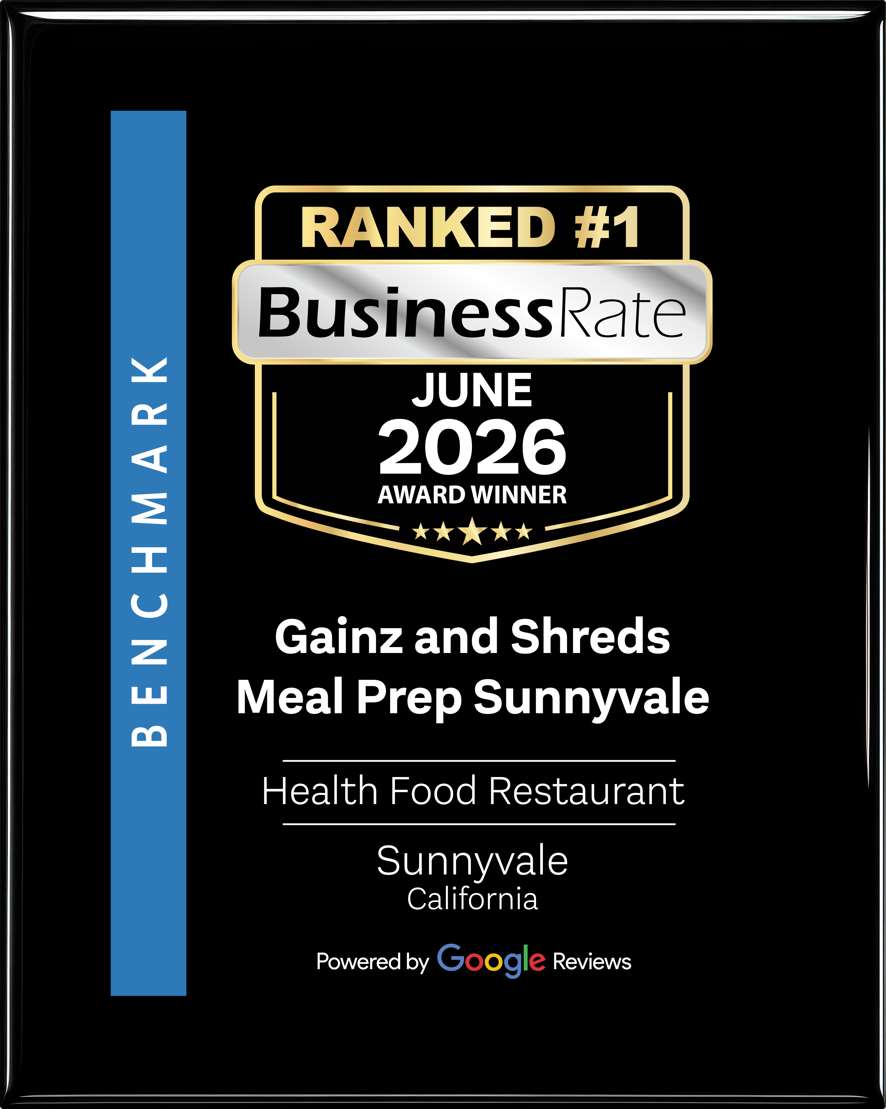 Best of June 2026 Award Winner, BusinessRate, Gainz and Shreds Meal Prep Sunnyvale